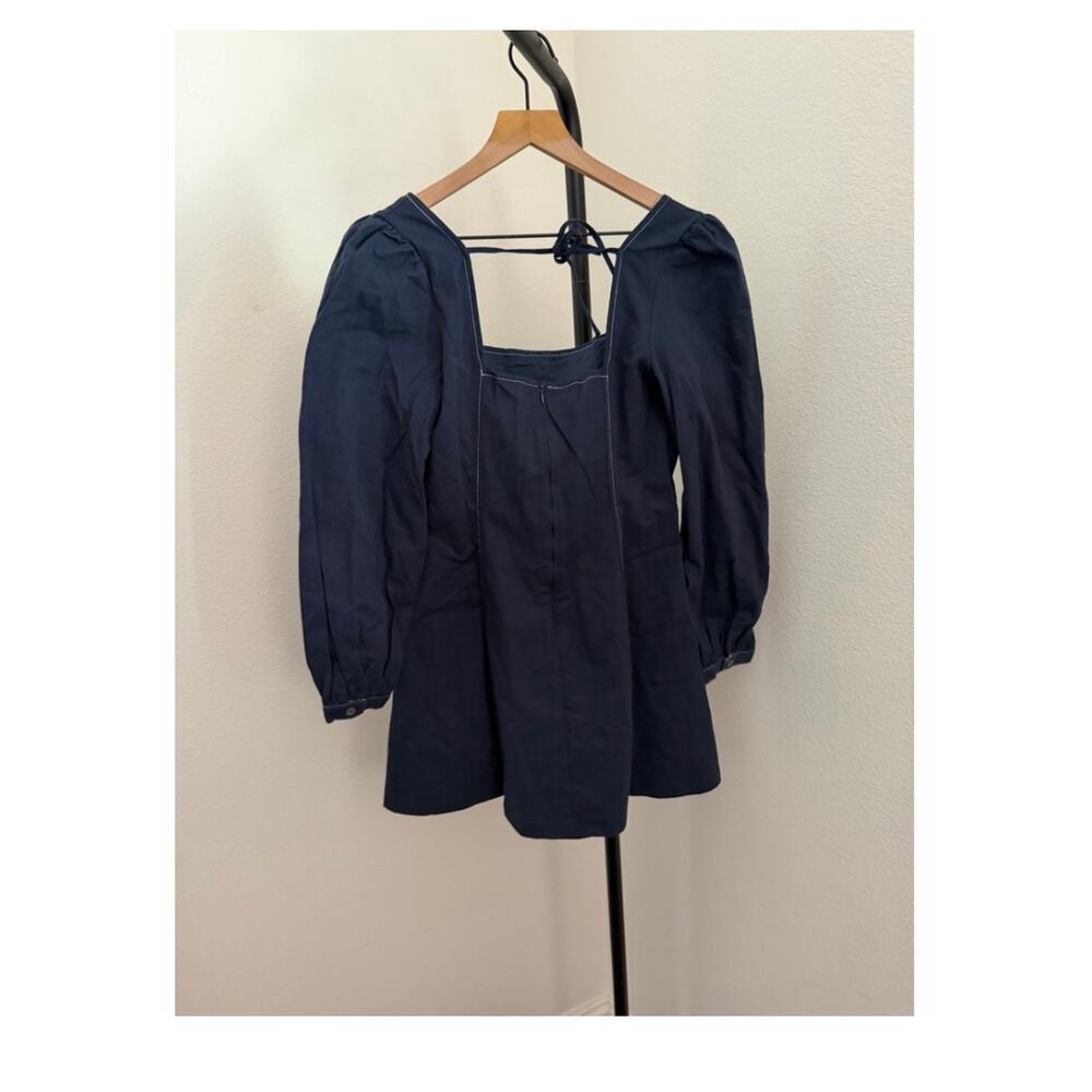 New D. ark blue 100% cotton long sleeve dress sz M - Picture 4 of 6